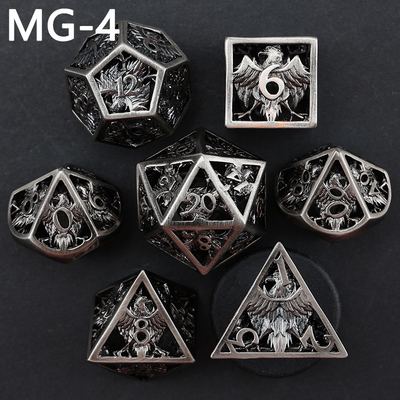 Set de dados metálicos ocos poliedro dados personalizados jogo de tabuleiro dragão e dragão