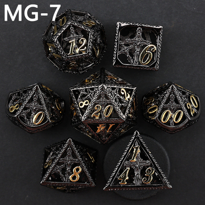 Set de dados metálicos ocos poliedro dados personalizados jogo de tabuleiro dragão e dragão
