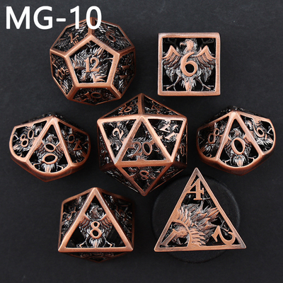 Set de dados metálicos ocos poliedro dados personalizados jogo de tabuleiro dragão e dragão