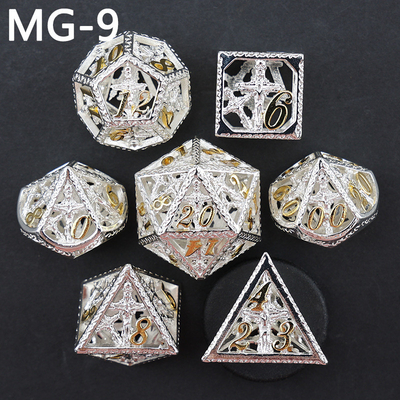 Set de dados metálicos ocos poliedro dados personalizados jogo de tabuleiro dragão e dragão