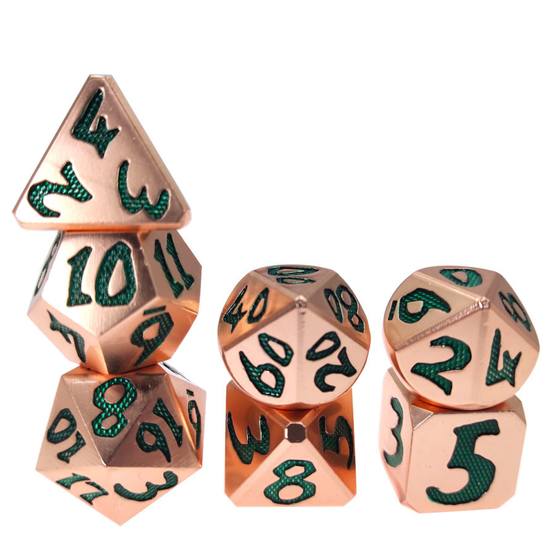 Claro - os dados poliédricos dos dragões de cobre verdes de Mini Black For Dungeons And do material ajustaram afiado de pouco peso afiado