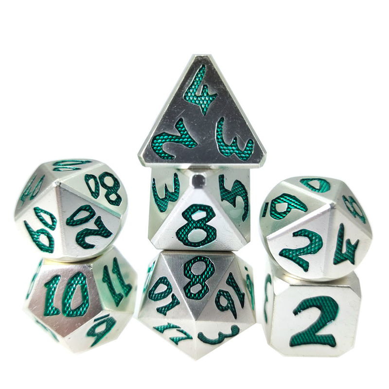 Conjunto de dados artesanais resistentes ao desgaste de liga de zinco DND para DND ou RPG
