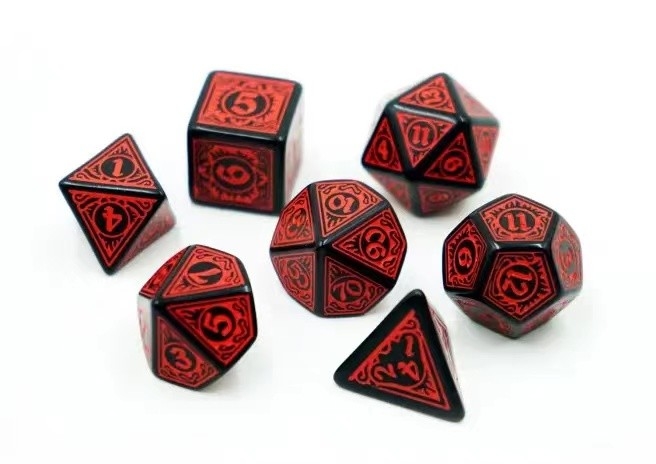 Moderno RPG jogo de dados conjunto 20mm Negro fundo padrão de cores
