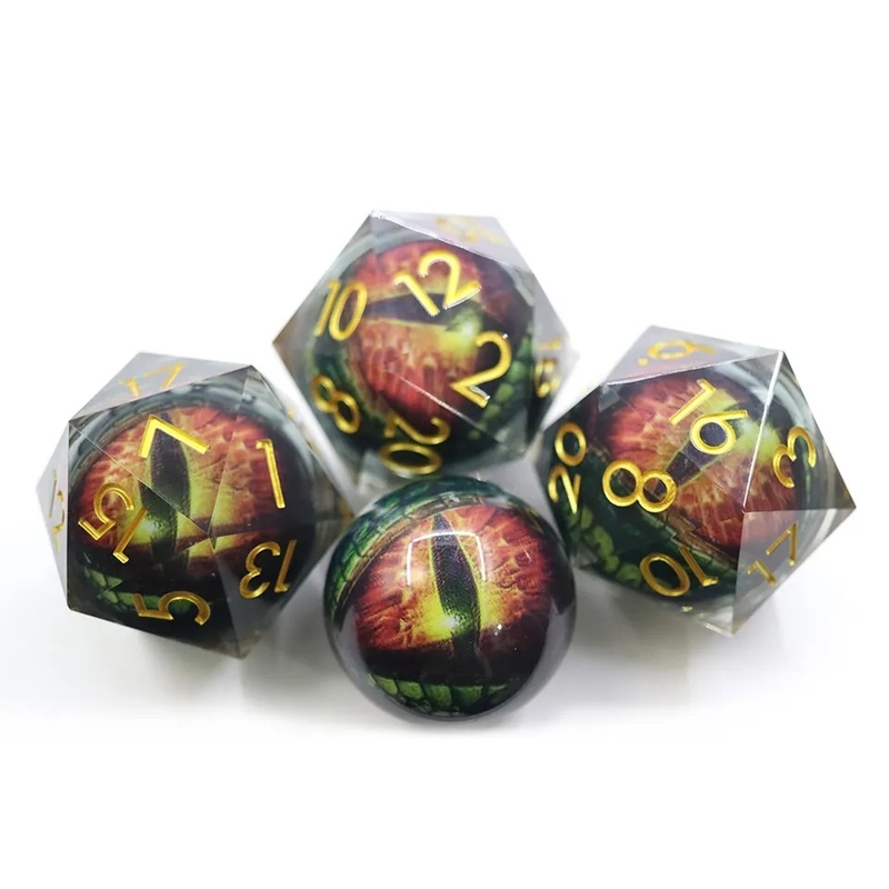 Resina feita à mão Quicksand Ball Dice Polished Set Of 7 Role Playing Acessórios Large Board