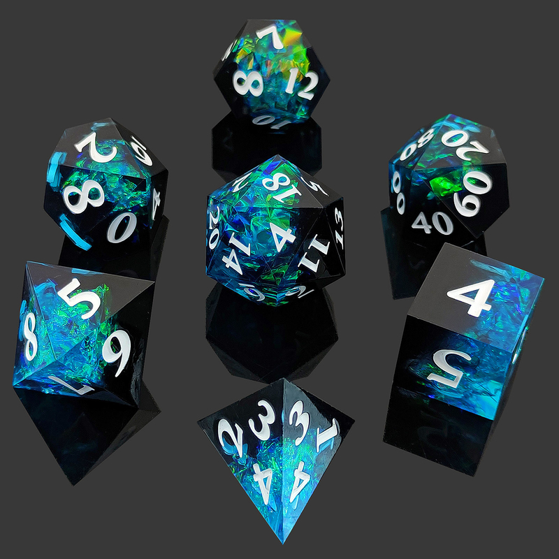 Conjunto de dados DND RPG personalizado de duas cores D6 D20 7 Conjunto de poliedros de molde
