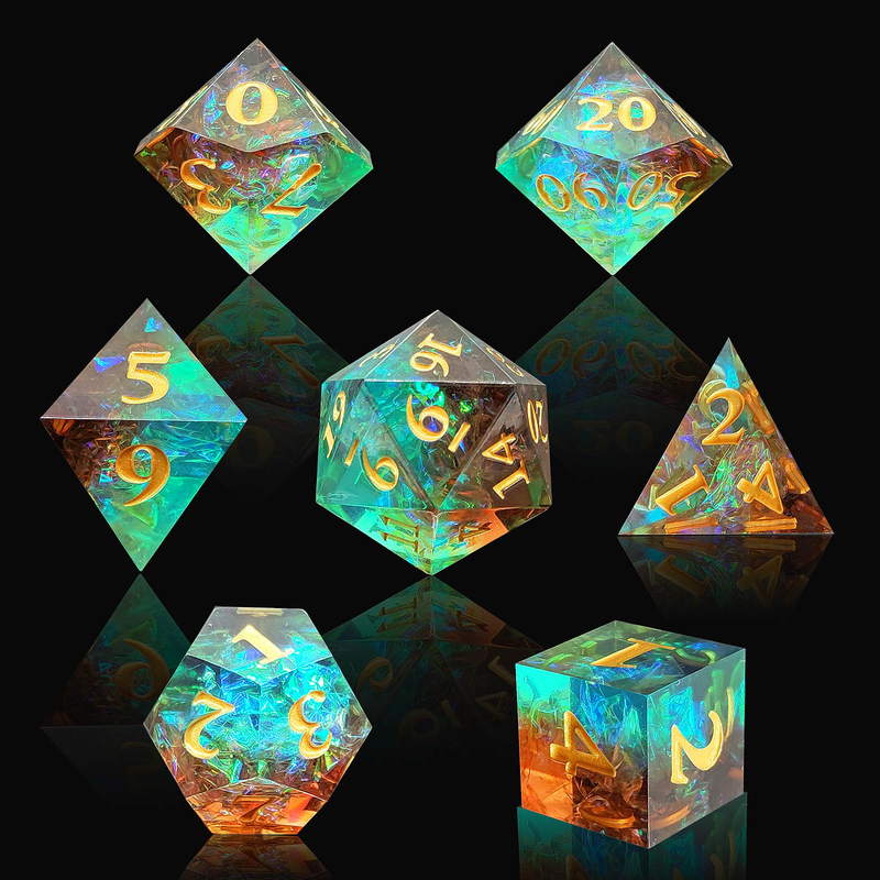 Conjunto de dados de resina afiada Multicolor Dragão e masmorra DND#RPG