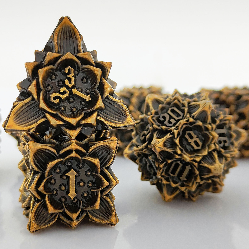 Lotus Metal Dice Set DND Dungeons And Dragons TRPG Jogo de Tabuleiro COC D6
