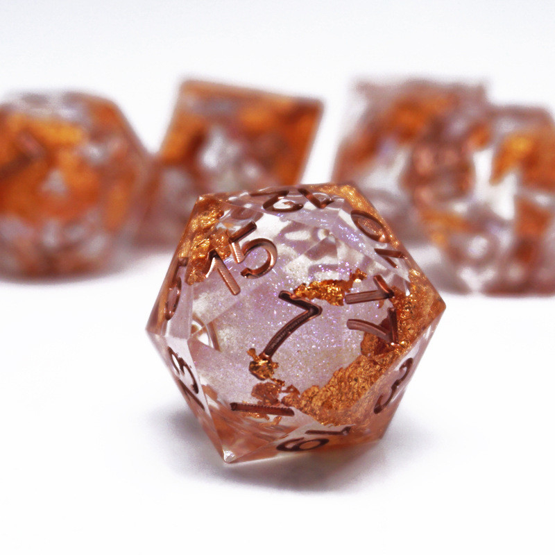 Yellow Flurry Line RPG Resin Dice Set Krusu DND para presentes e coleções