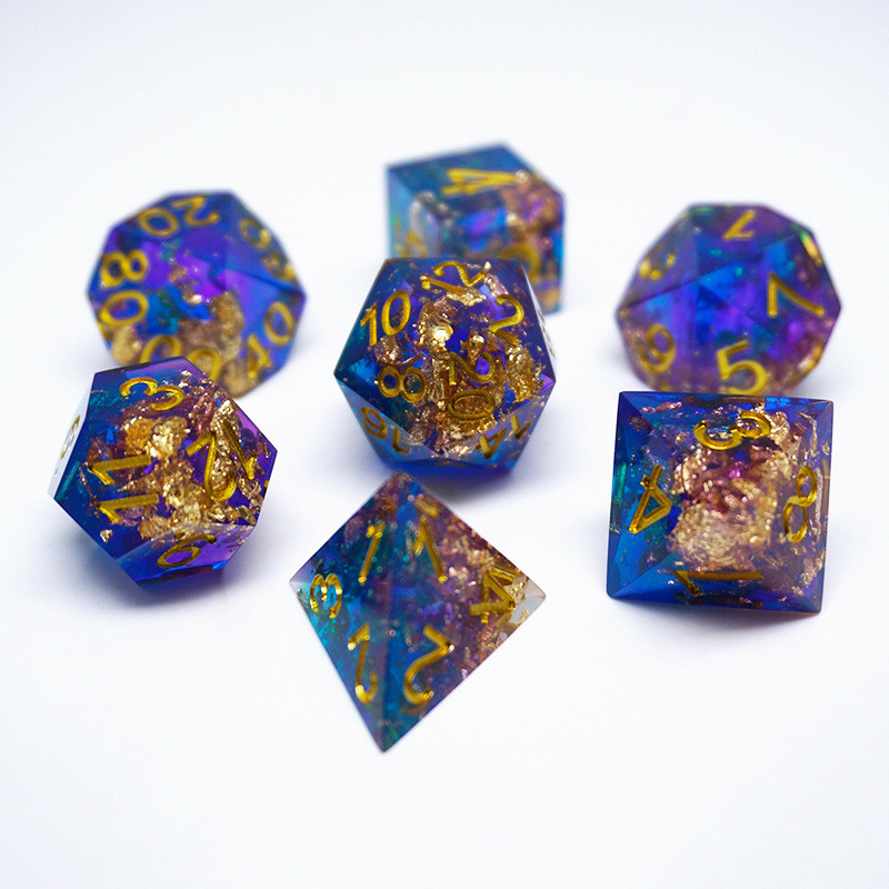 Blue Gold Foil Resin Dice Set Personalizado Várias Cores#Rpg#Dnd#Coc