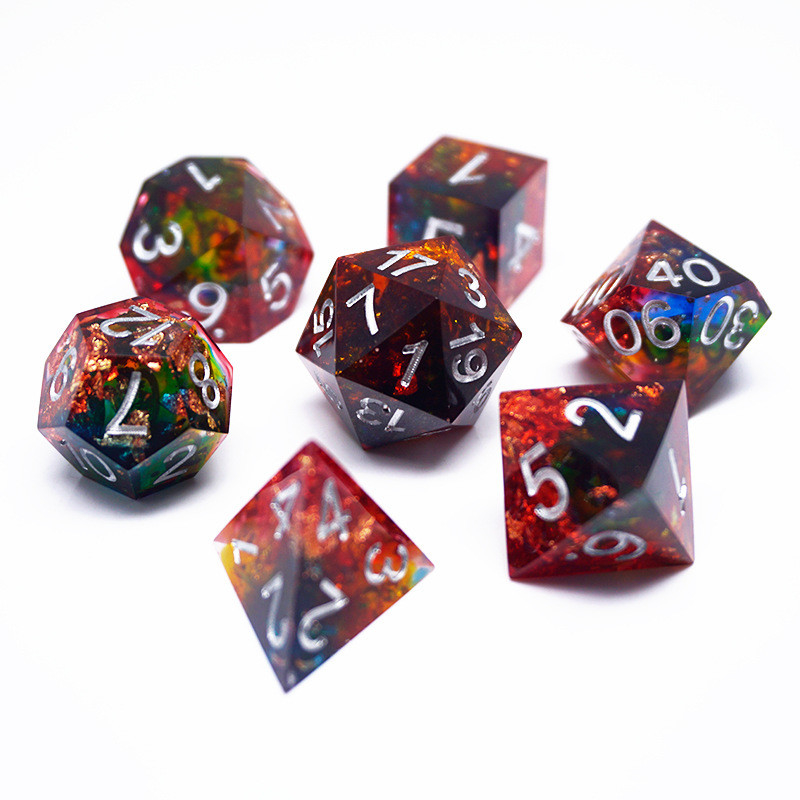 Red Gold Foil Resin Dice Set Artesanato Custom Color#Rpg#Dnd#Coc
