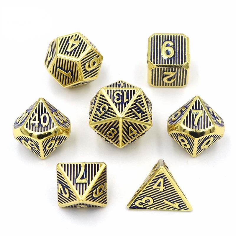 Vertical Metal Multi Face Dice Desktop Game Dnd Rpg Coc Cor de Bronze