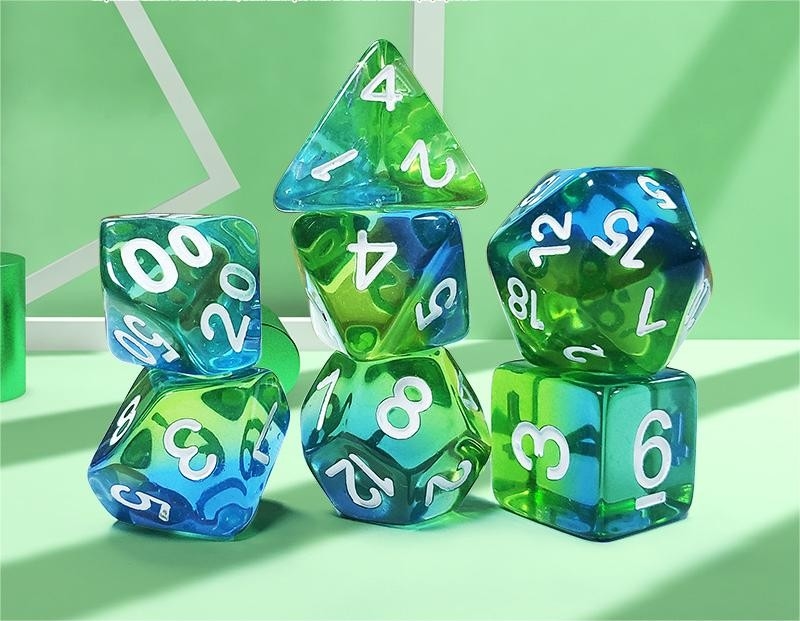Minte verde cristal resina natural multifacetado jogo de tabuleiro jogo de dados Dragon and Dungeon