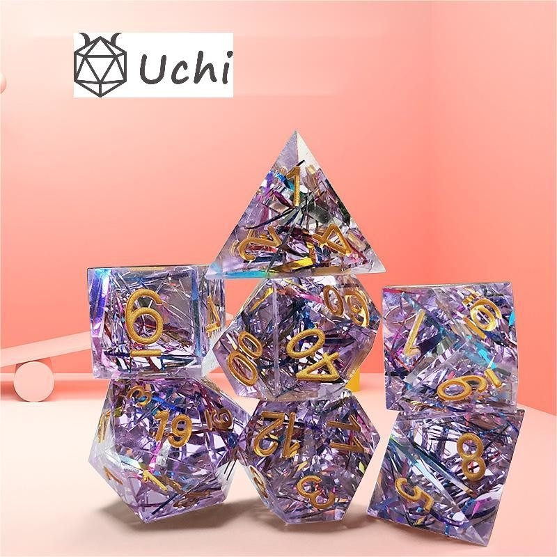 Faixa de cor púrpura Resina Boarding Dice Set Dragão e masmorra