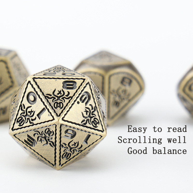 Electroplated Vintage Colored Octopus Metal Dnd Dice Set Dragão e Dragão jogo de xadrez dados