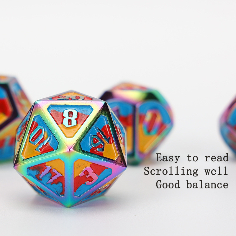Jogo de dados D20 de metal e plástico personalizado D &amp; D poliedro DND jogo de dados RPG
